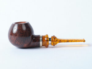 Italian Estates: Ser Jacopo Domina 98 Sandblasted Bent Pot with Silver  (049) Tobacco Pipe