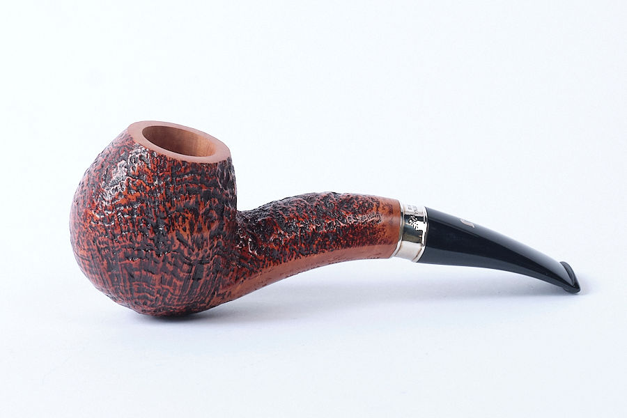 Italian Estates: Ser Jacopo Domina 98 Sandblasted Bent Pot with Silver  (049) Tobacco Pipe