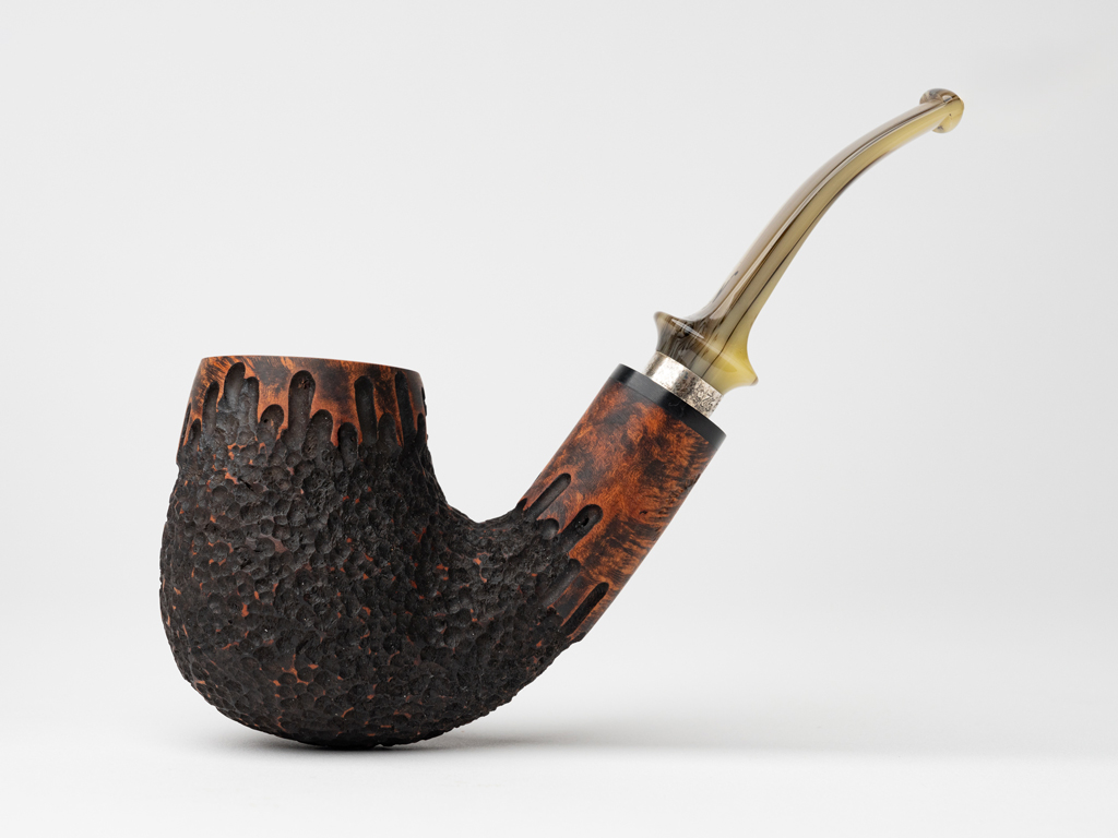 Nørding Giant Classic Partially Rusticated Bent Billiard (C) Tobacco ...