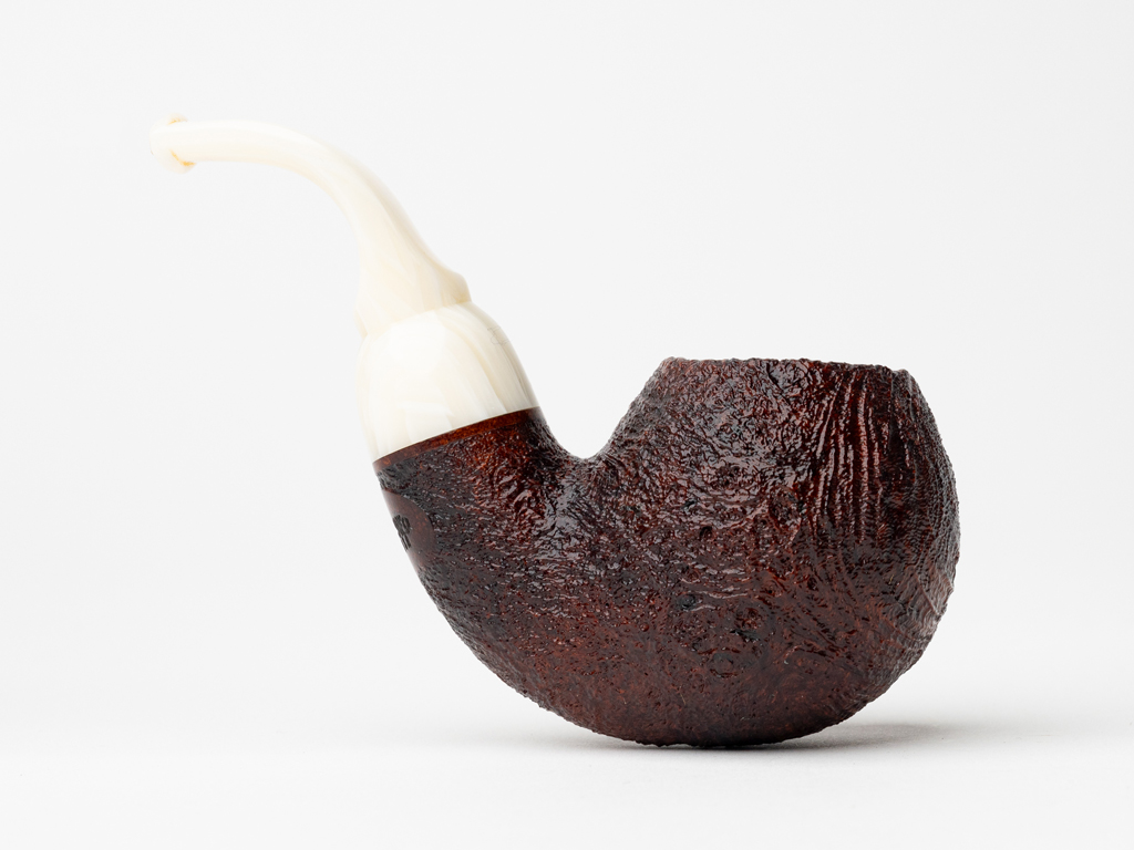 Moonshine Leather Sandblasted Cannon Ball Short Fuse Tobacco Pipe