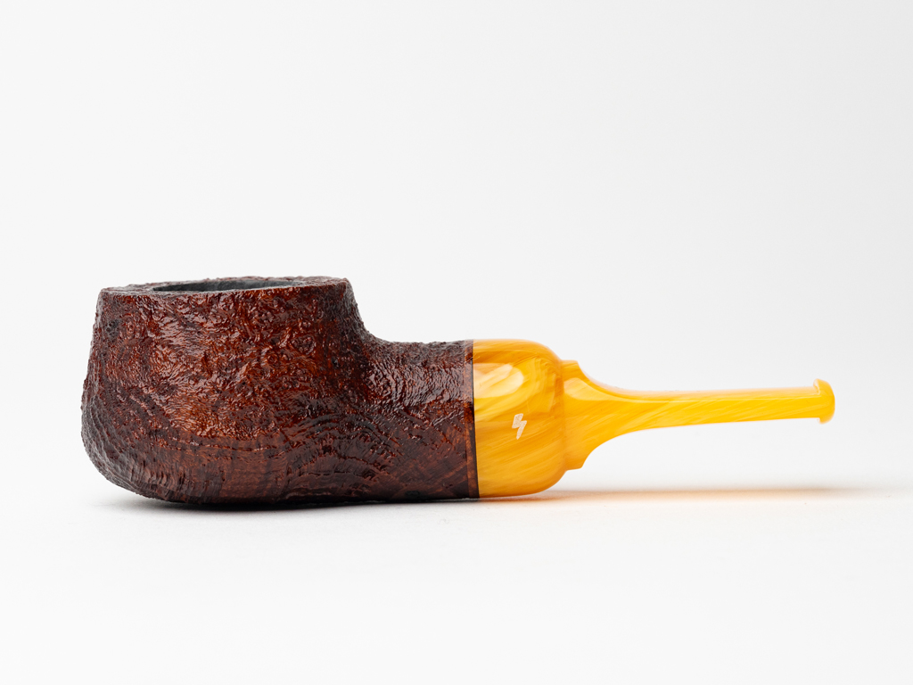 Moonshine Leather Sandblasted Pot Still Tobacco Pipe