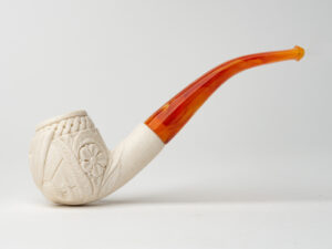 Royal Meerschaum Carved Dragon & Floral Tobacco Pipe