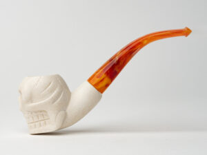 Royal Meerschaum Carved Skull Tobacco Pipe