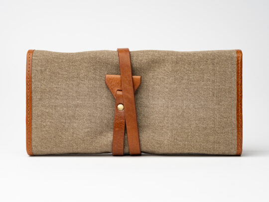 Passatore pipe folding pouch canvas+leather cognac - Image 3