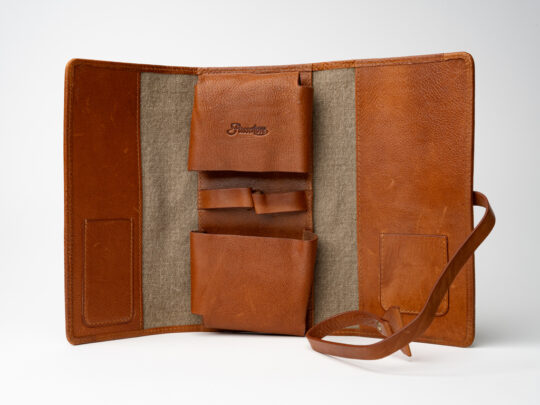 Passatore pipe folding pouch canvas+leather cognac - Image 12