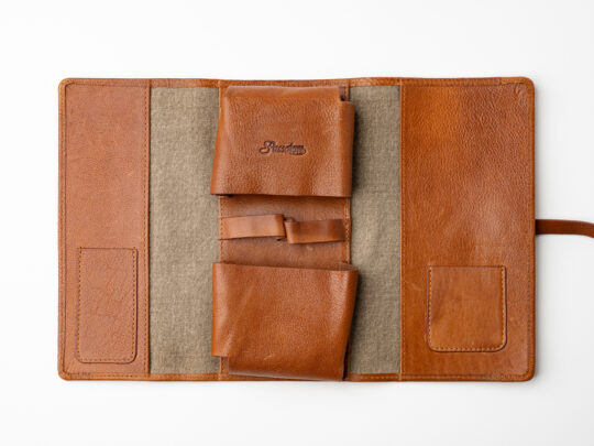 Passatore pipe folding pouch canvas+leather cognac - Image 13