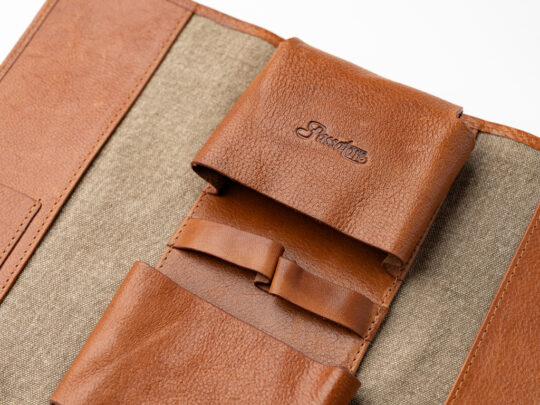 Passatore pipe folding pouch canvas+leather cognac - Image 7