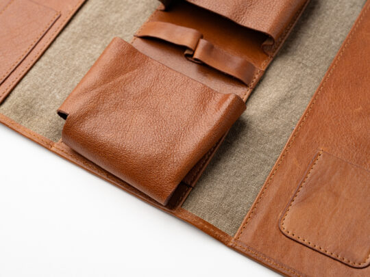Passatore pipe folding pouch canvas+leather cognac - Image 8