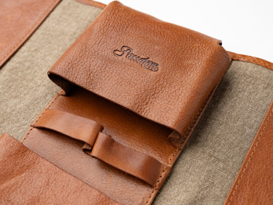 Passatore pipe folding pouch canvas+leather cognac - Image 14