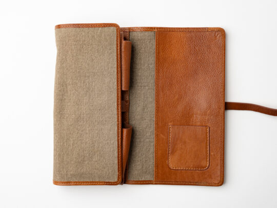 Passatore pipe folding pouch canvas+leather cognac - Image 5