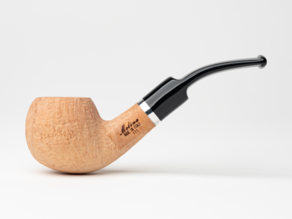 apple tobacco pipe Molina Barasso Natural Sandblasted Bent Apple (111) (9mm) Tobacco Pipe