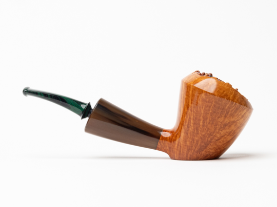 La Biota Smooth Dublin Sitter Tobacco Pipe (Horn Accent) - Image 2