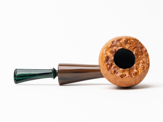La Biota Smooth Dublin Sitter Tobacco Pipe (Horn Accent) - Image 4