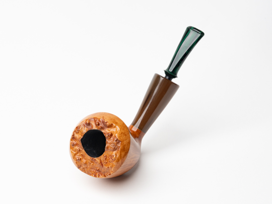 La Biota Smooth Dublin Sitter Tobacco Pipe (Horn Accent) - Image 6