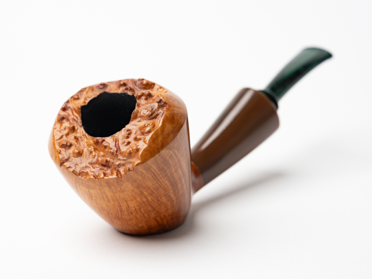 La Biota Smooth Dublin Sitter Tobacco Pipe (Horn Accent) - Image 3