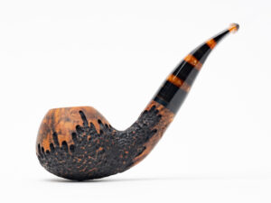 Nørding Cut Partially Rusticated Bent Tomato (C) Tobacco Pipe