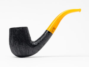 BriarWorks Classic Series Bent Billiard Dark Rusticated (C12) Tobacco Pipe