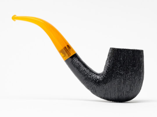 BriarWorks Classic Series Bent Billiard Dark Rusticated (C12) Tobacco Pipe - Image 2