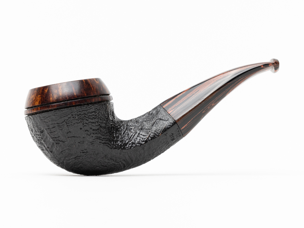 Ian Fisher Sandblasted Bent Bulldog Tobacco Pipe