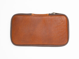 Dark Fired Leather Cognac Brown Long Pipe Wallet