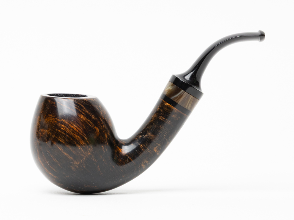Papa Bear's Pipes Smooth Bent Egg with Horn Tobacco Pipe