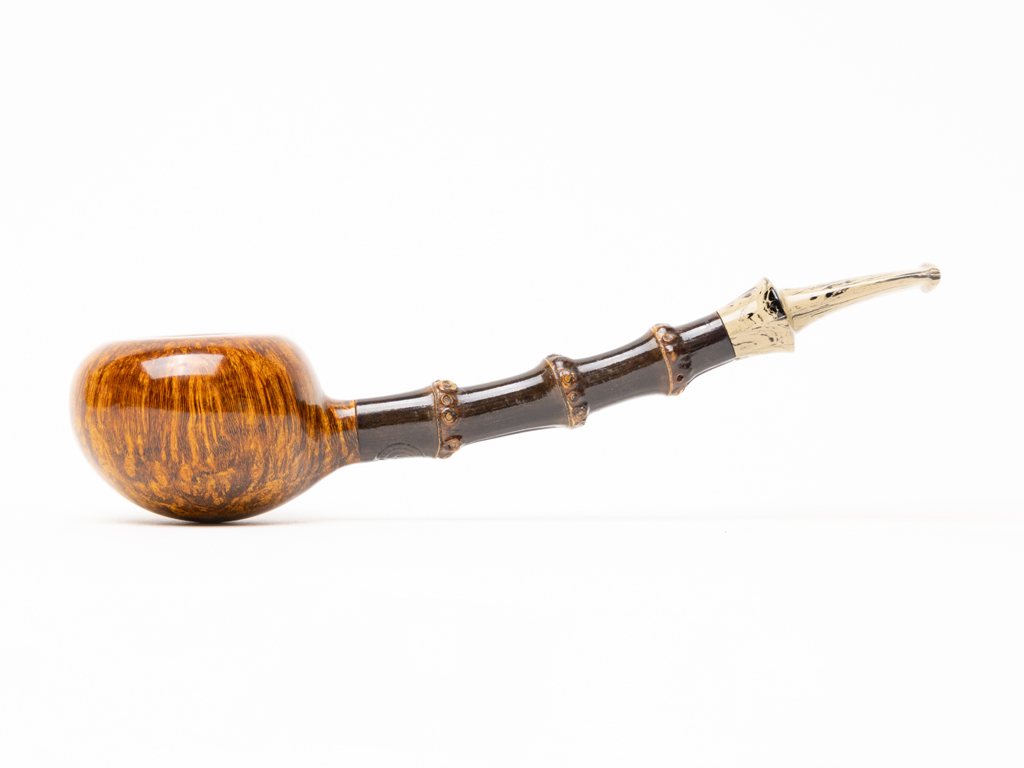 Martin Romijn Pipes Smooth Freehand Prince with Bamboo Shank Tobacco Pipe