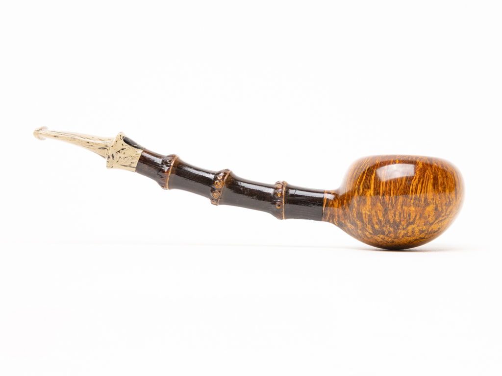 Martin Romijn Pipes Smooth Freehand Prince with Bamboo Shank Tobacco Pipe - Image 2