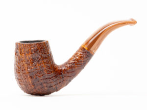 BriarWorks Classic Brown Sandblasted Short Bent Billiard with Coffee Stem (C13S) Tobacco Pipe