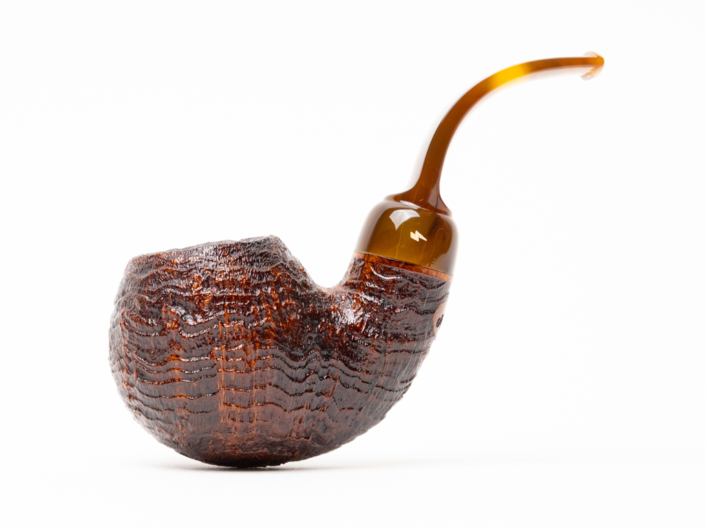 Moonshine Cannonball Brown Sandblasted with Brown Stem Tobacco Pipe