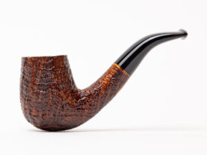BriarWorks Classic Brown Sandblasted Short Bent Billiard with Black Stem (C13S) Tobacco Pipe