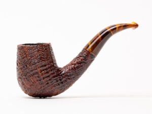 BriarWorks Classic Brown Sandblasted Short Bent Billiard with Brown Stem (C13S) Tobacco Pipe