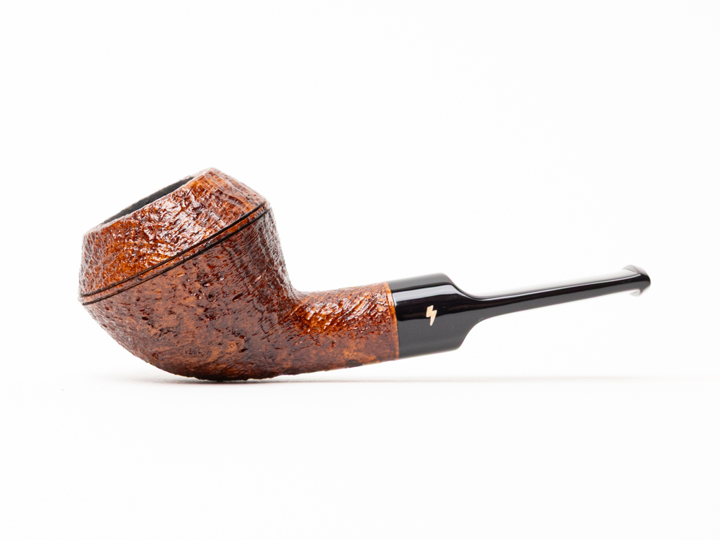 Moonshine Devil Dog Brown Sandblasted with Black Stem (Saddle) Tobacco Pipe