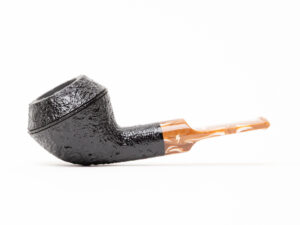 Moonshine Devil Dog Black Sandblasted with Coffee Stem (Saddle) Tobacco Pipe