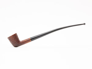 BriarWorks Classic Churchwarden Brown Sandblasted Bent Dublin with Black Stem (C61XL) Tobacco Pipe