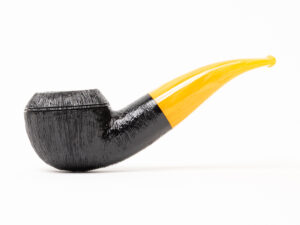 BriarWorks Classic Bullmoose Black Rusticated (C111) with Amber Stem Tobacco Pipe