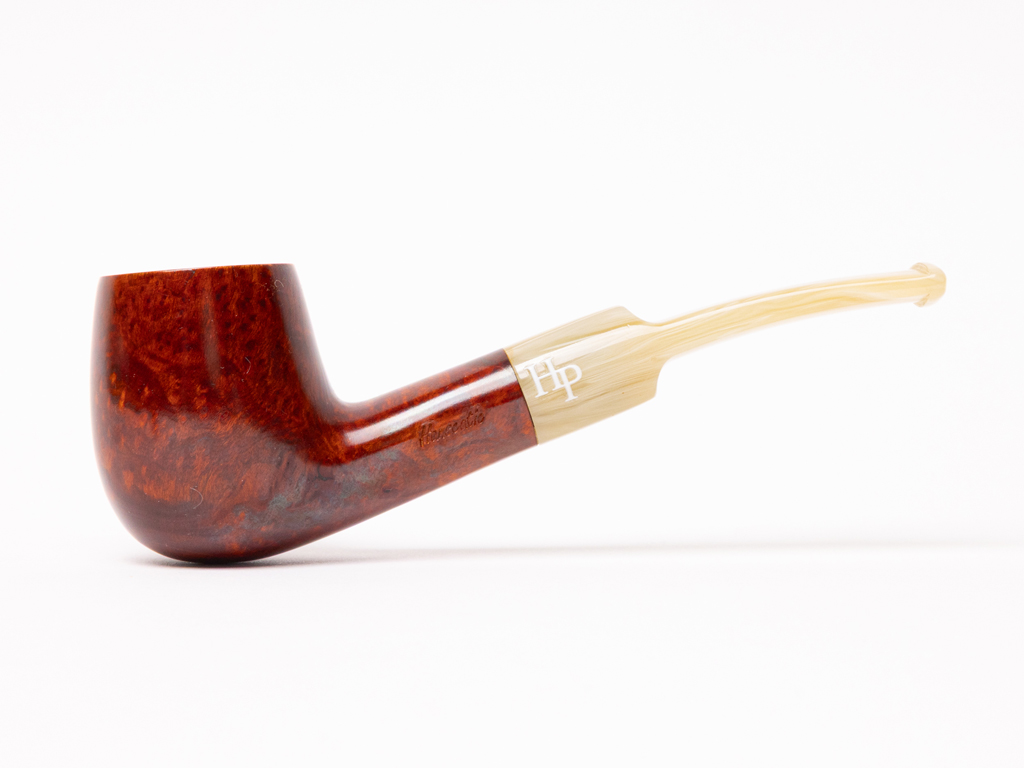 Hanseatic Red Stain with Horn Saddle Stem Tobacco Pipes - Image 4