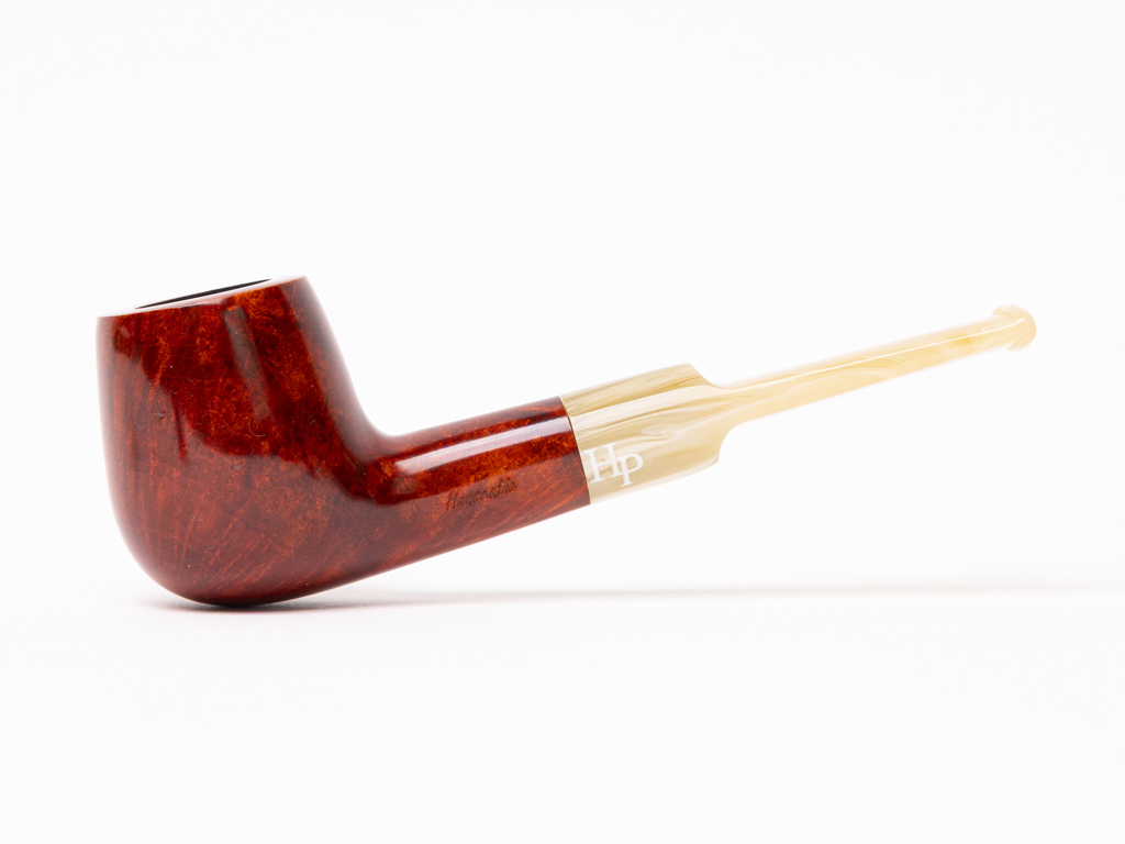 Hanseatic Red Stain with Horn Saddle Stem Tobacco Pipes - Image 6