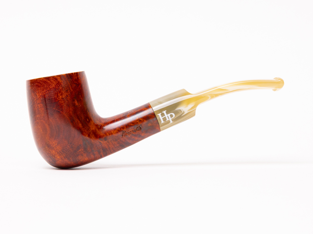 Hanseatic Red Stain with Horn Saddle Stem Tobacco Pipes - Image 12