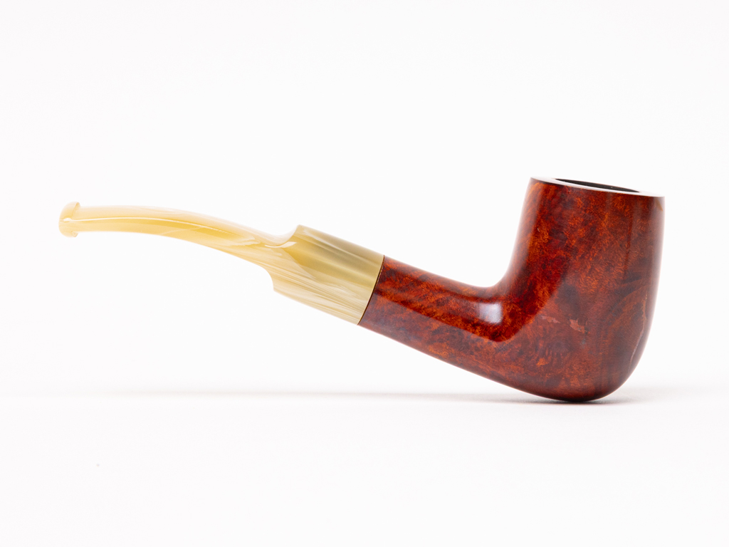Hanseatic Red Stain with Horn Saddle Stem Tobacco Pipes - Image 13