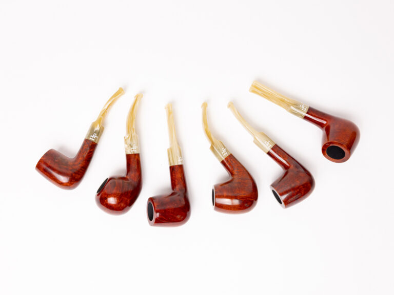 Hanseatic Red Stain with Horn Saddle Stem Tobacco Pipes