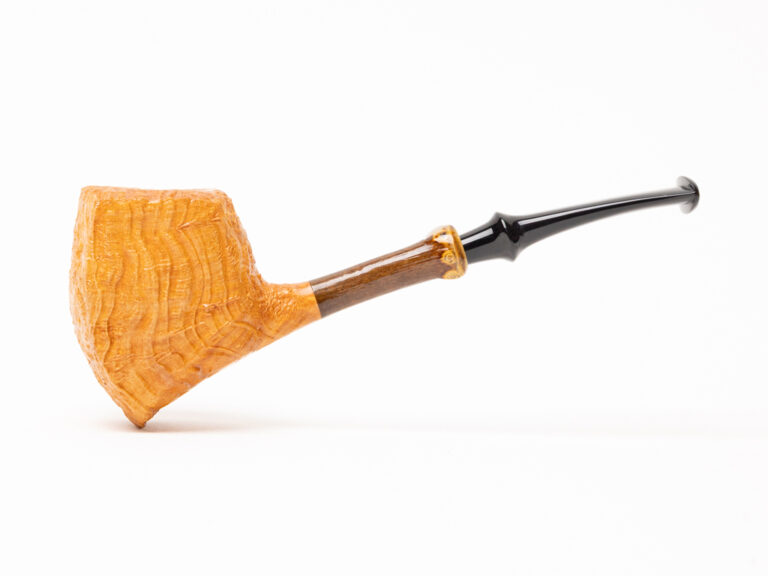 Nate King Natural Fan Blast "Dragon Scale" Shield Tobacco Pipe with Leather Pipe Caddy
